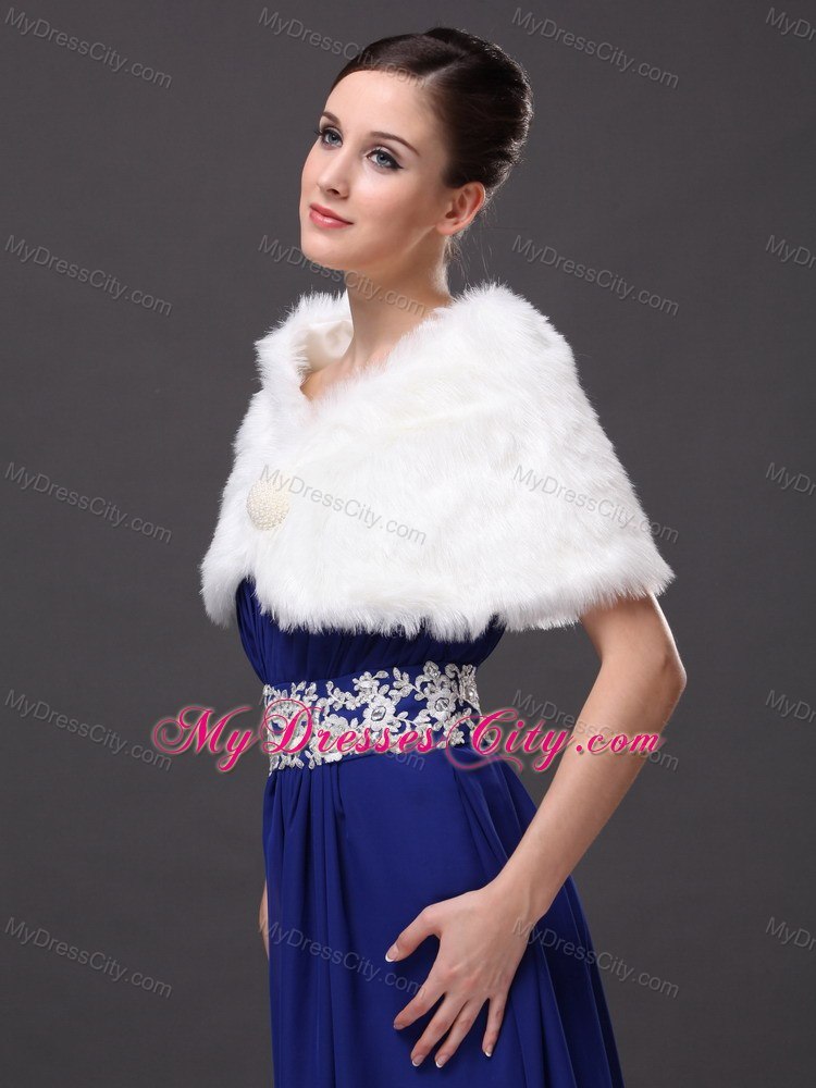Gorgeous Rabbit Fur Special Occasion / Wedding Shawl In Ivory With V-neck